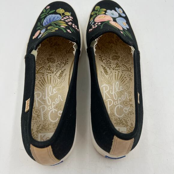 Keds x Rifle Paper Co. Floral Slip-On Platform Sneakers Beaded Black